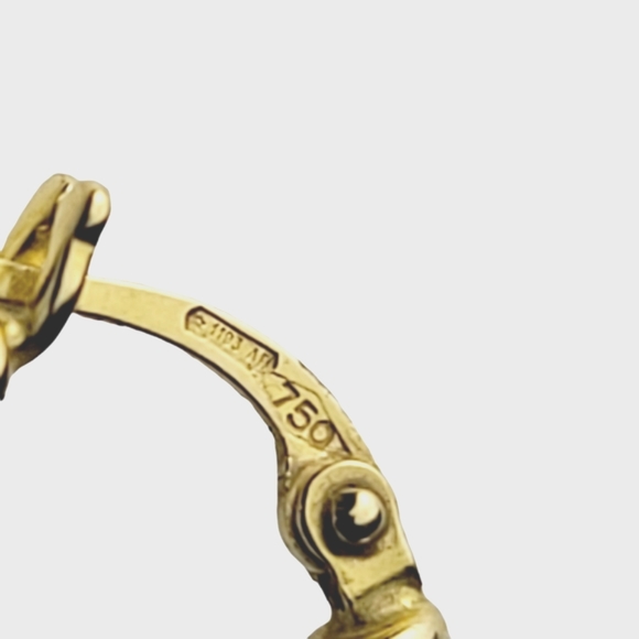 18K Yellow Gold Hollow Hoop Earrings With Blue and Green Enamel
